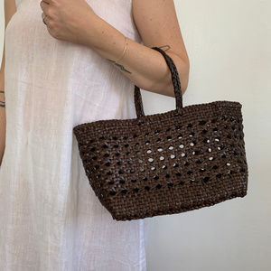 Dragon Diffusion Cannage Tote in Dark Brwn Leather